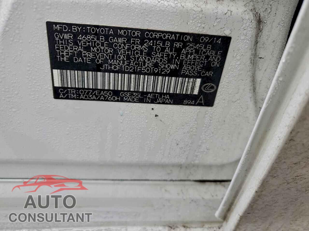 LEXUS IS 2015 - JTHCF1D21F5019129