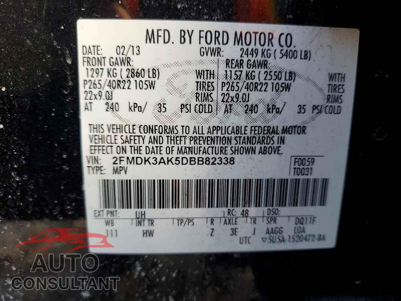 FORD EDGE 2013 - 2FMDK3AK5DBB82338