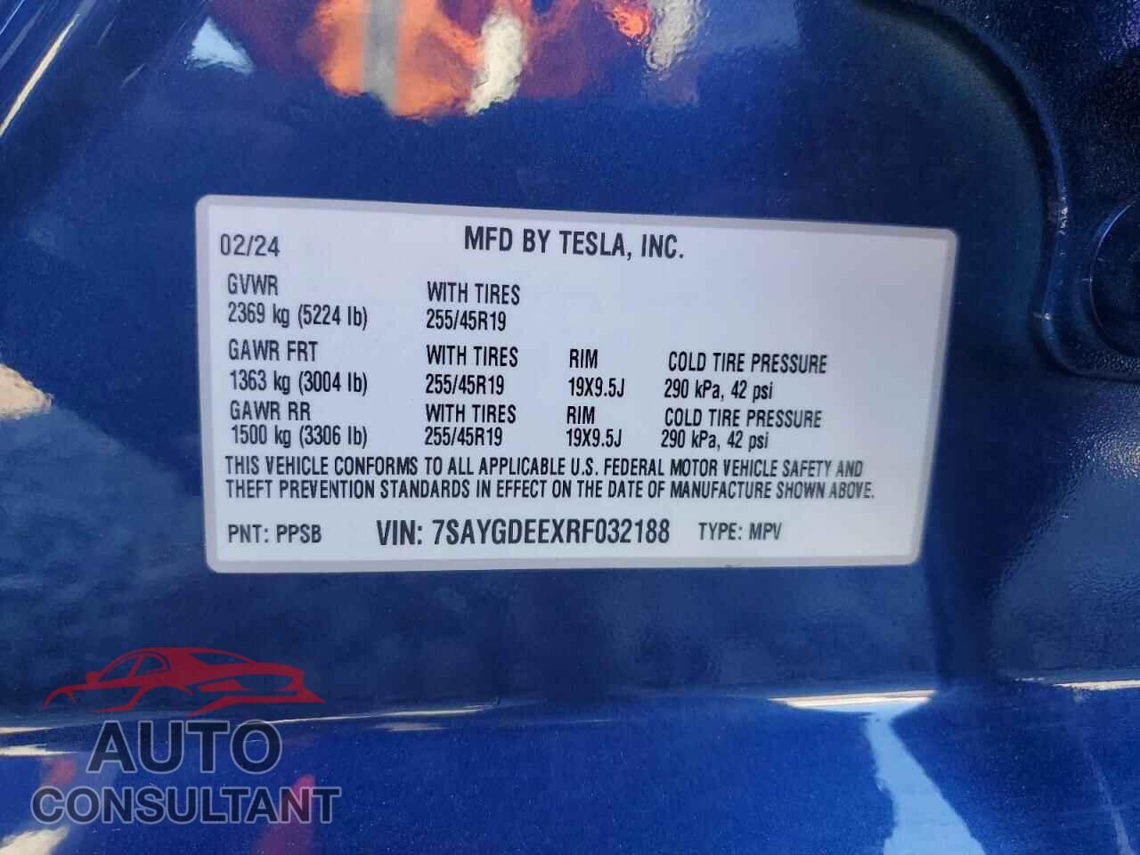 TESLA MODEL Y 2024 - 7SAYGDEEXRF032188