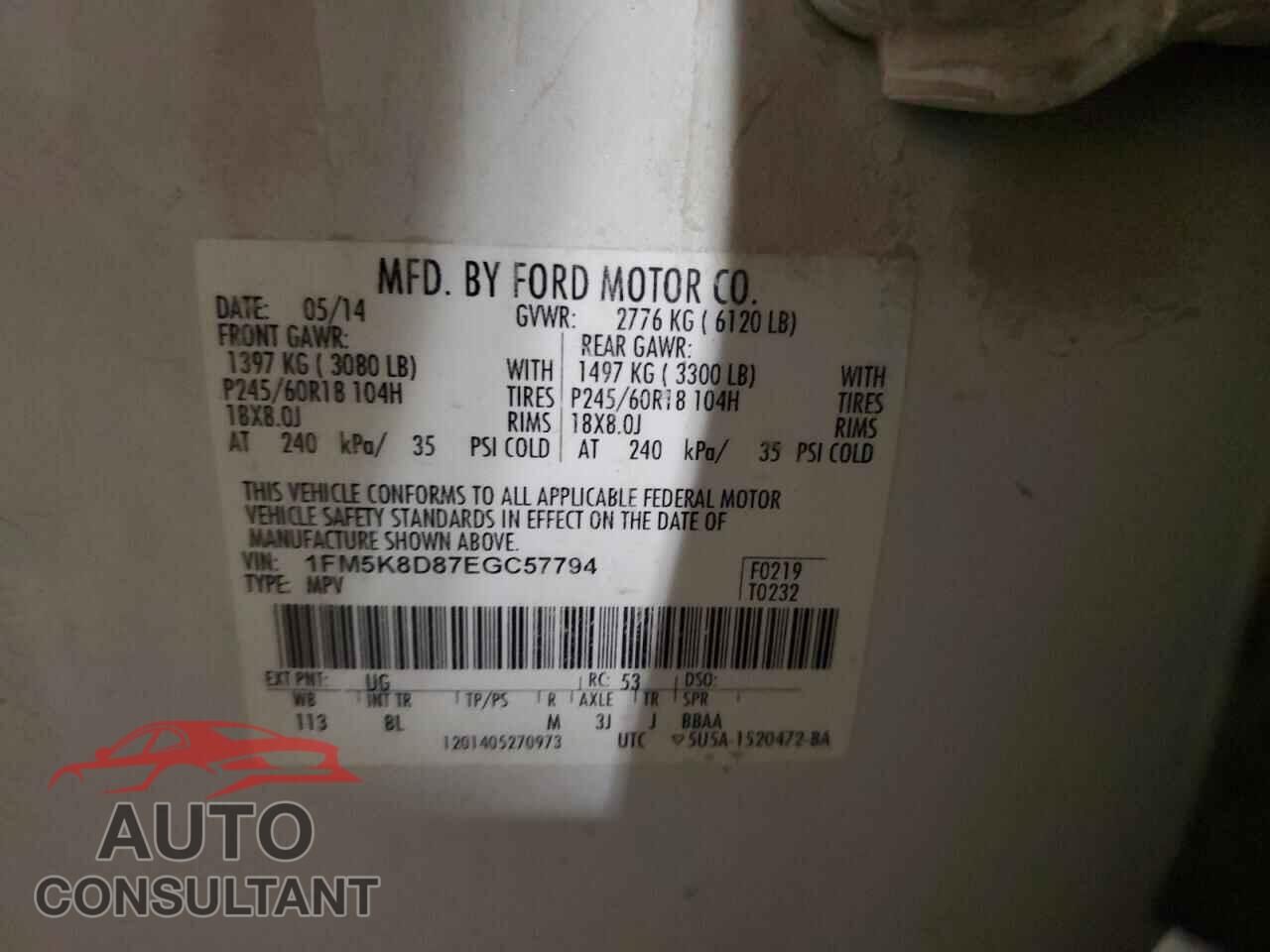 FORD EXPLORER 2014 - 1FM5K8D87EGC57794