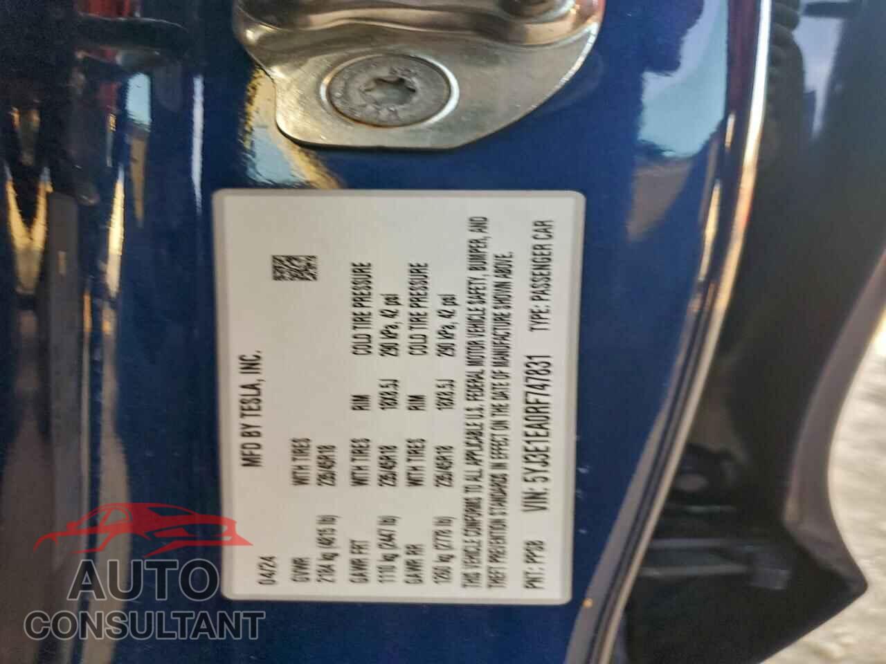 TESLA MODEL 3 2024 - 5YJ3E1EA0RF747831