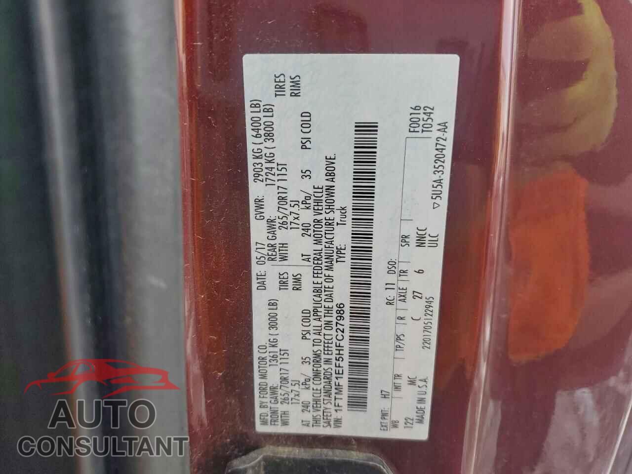 FORD All Models 2017 - 1FTMF1EF5HFC27986