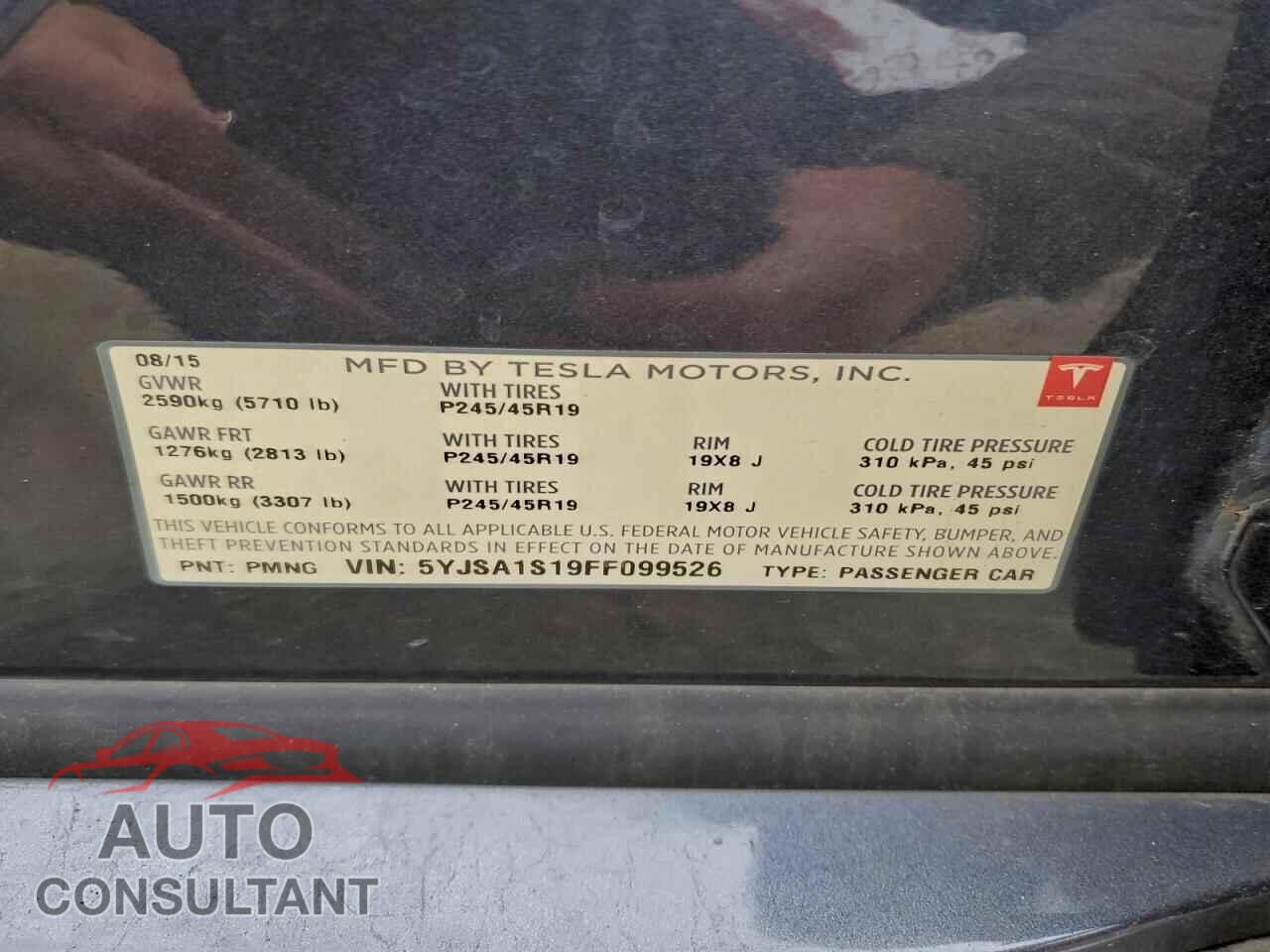 TESLA MODEL S 2015 - 5YJSA1S19FF099526