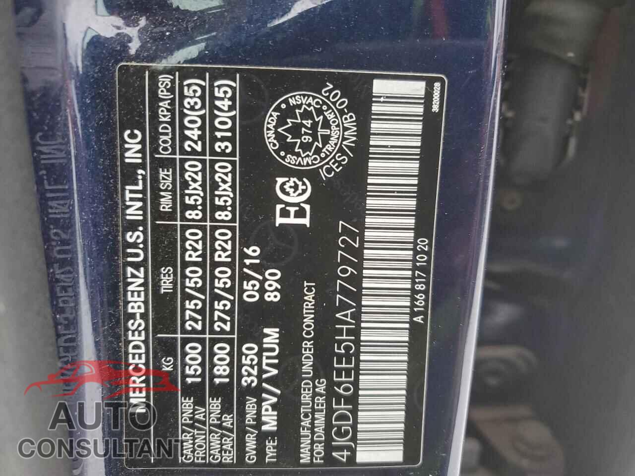 MERCEDES-BENZ GLS-CLASS 2017 - 4JGDF6EE5HA779727