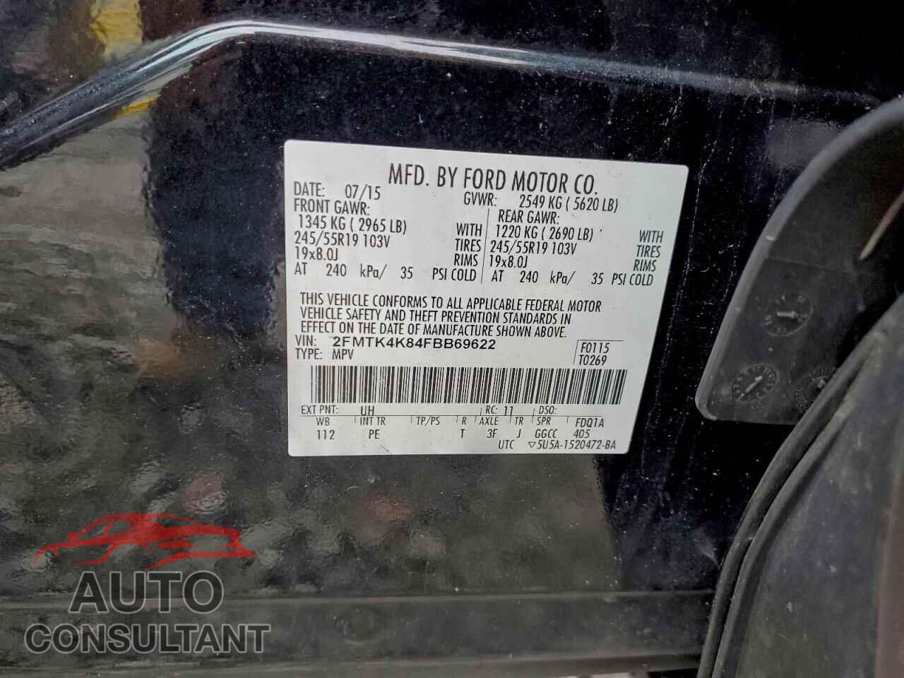 FORD EDGE 2015 - 2FMTK4K84FBB69622