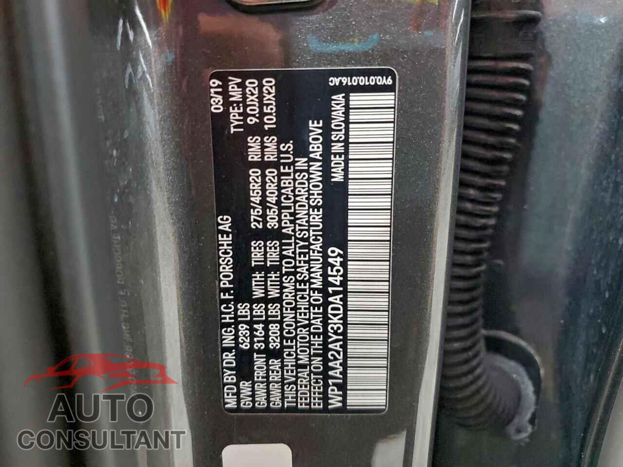 PORSCHE CAYENNE 2019 - WP1AA2AY3KDA14549