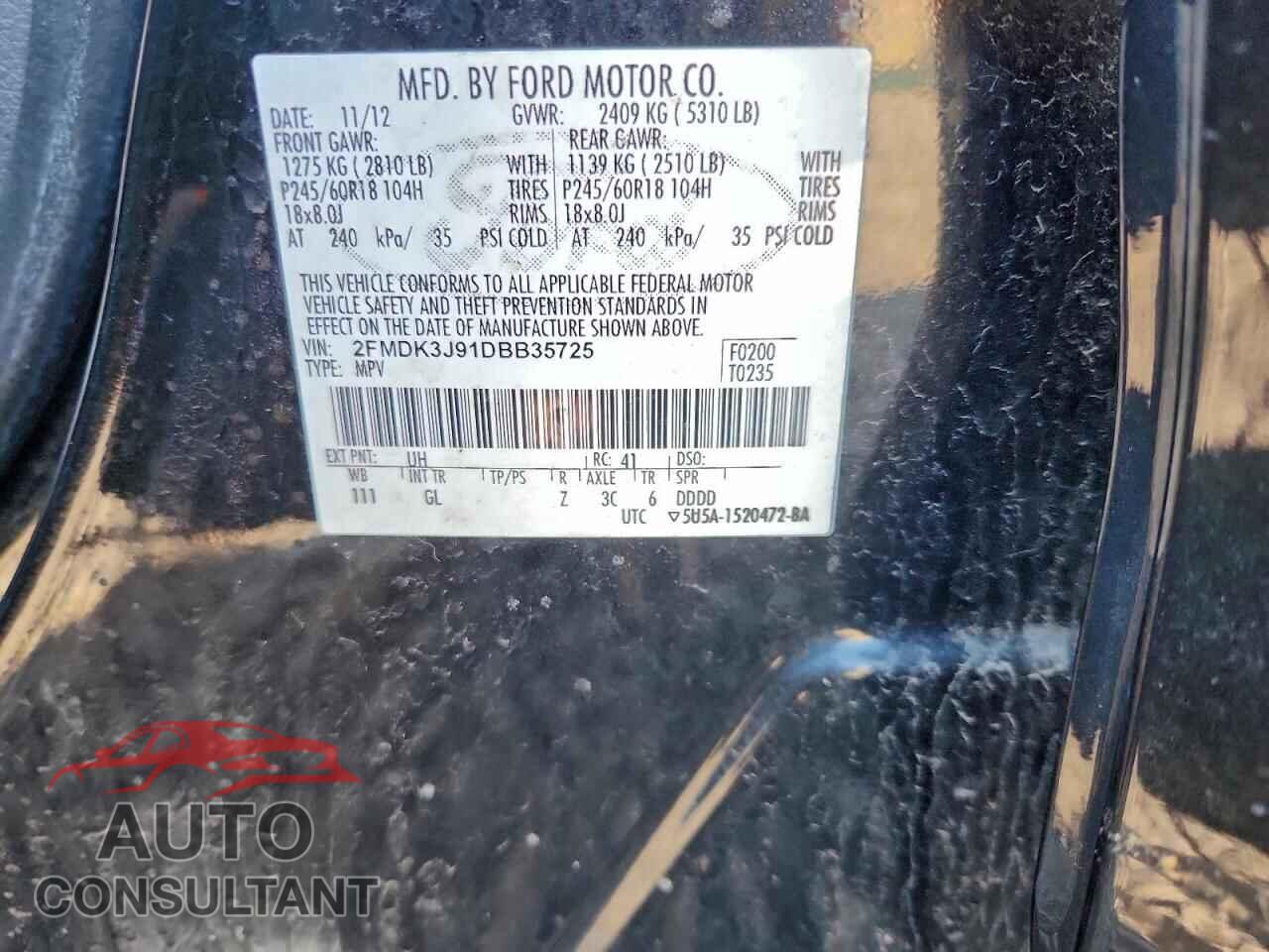 FORD EDGE 2013 - 2FMDK3J91DBB35725