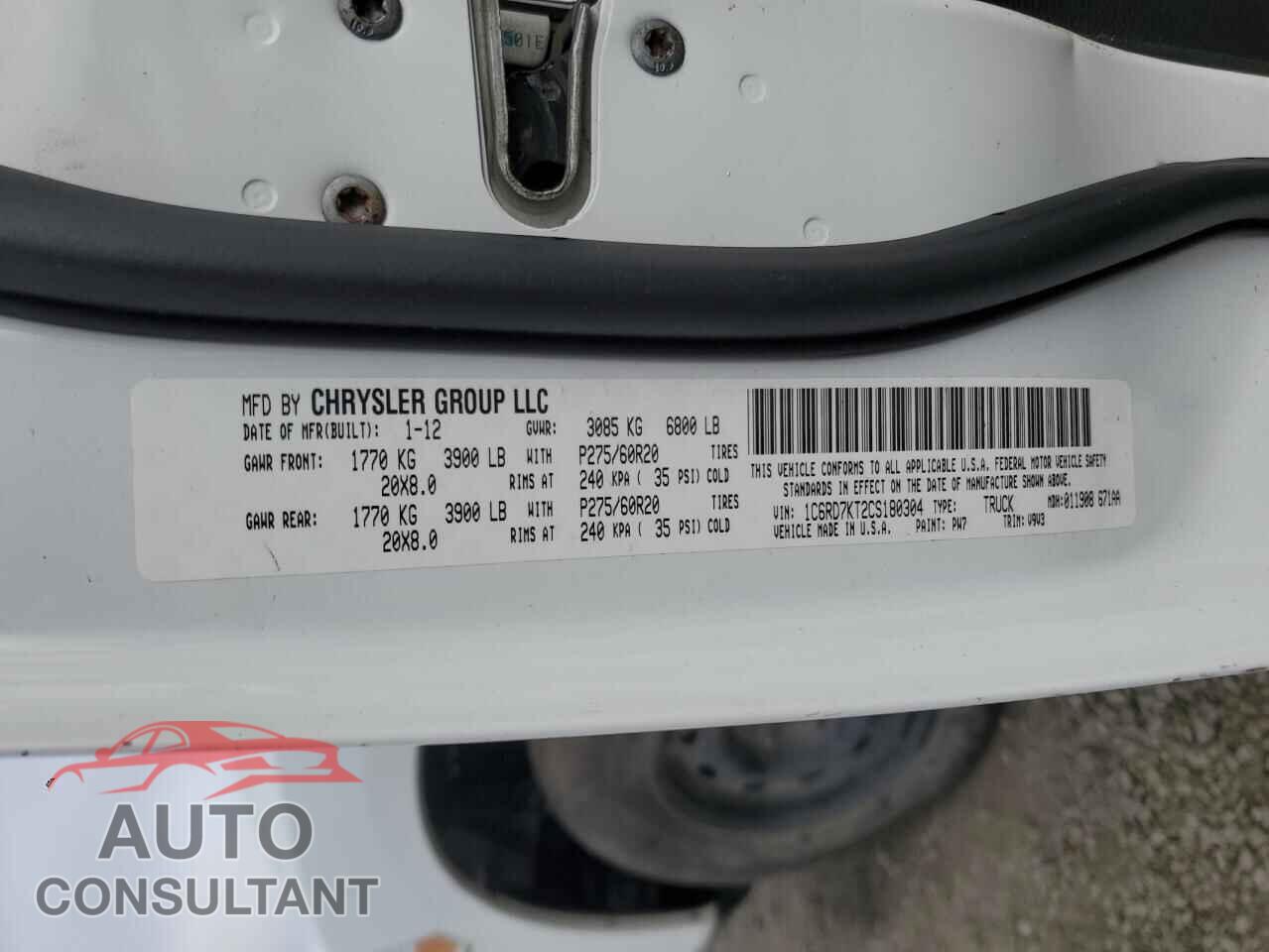 DODGE RAM 1500 2012 - 1C6RD7KT2CS180304