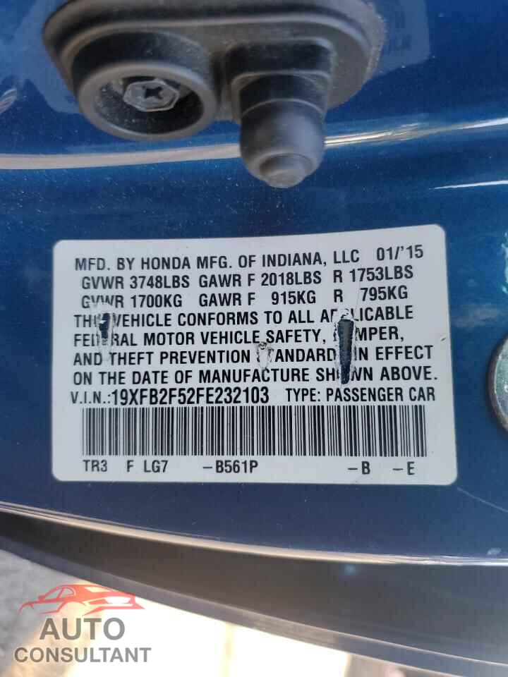HONDA CIVIC 2015 - 19XFB2F52FE232103