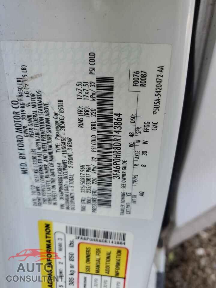 FORD FUSION 2013 - 3FA6P0HR8DR143864