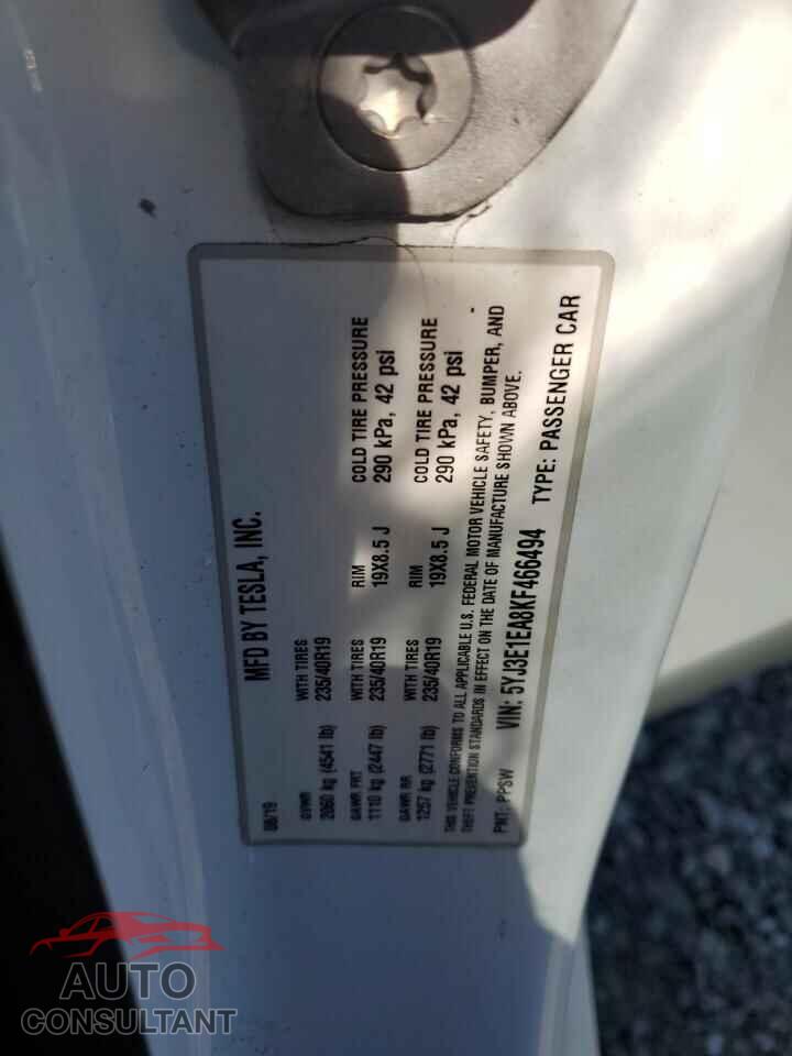 TESLA MODEL 3 2019 - 5YJ3E1EA8KF466494