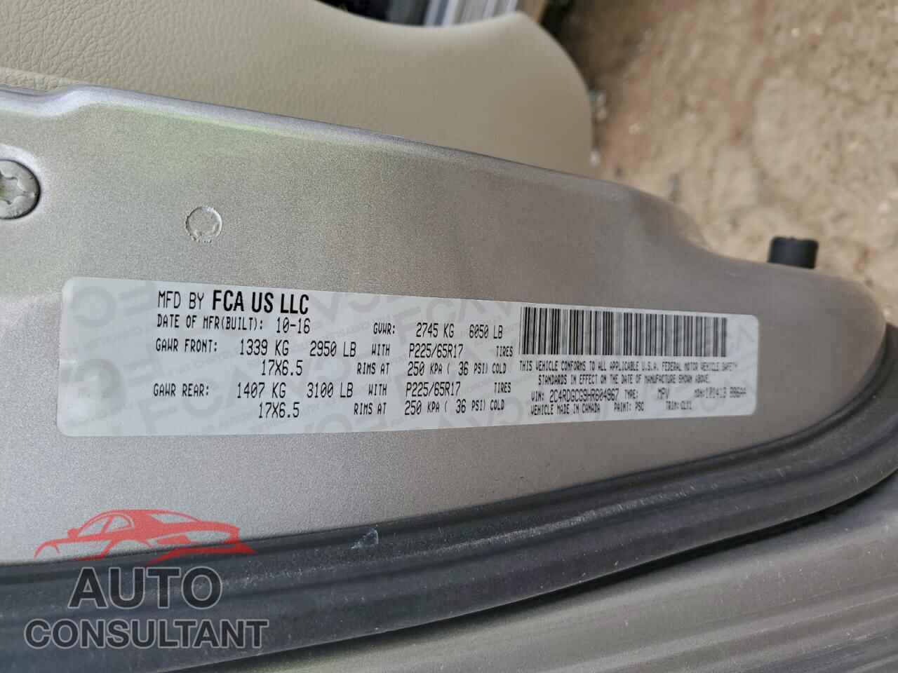 DODGE CARAVAN 2017 - 2C4RDGCG9HR604967