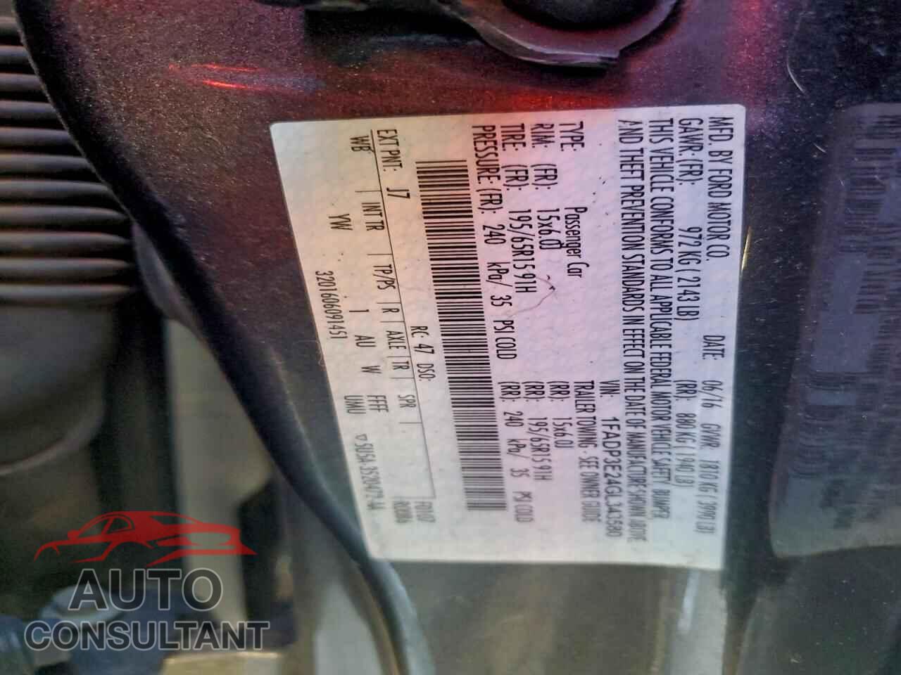 FORD FOCUS 2016 - 1FADP3E24GL343580