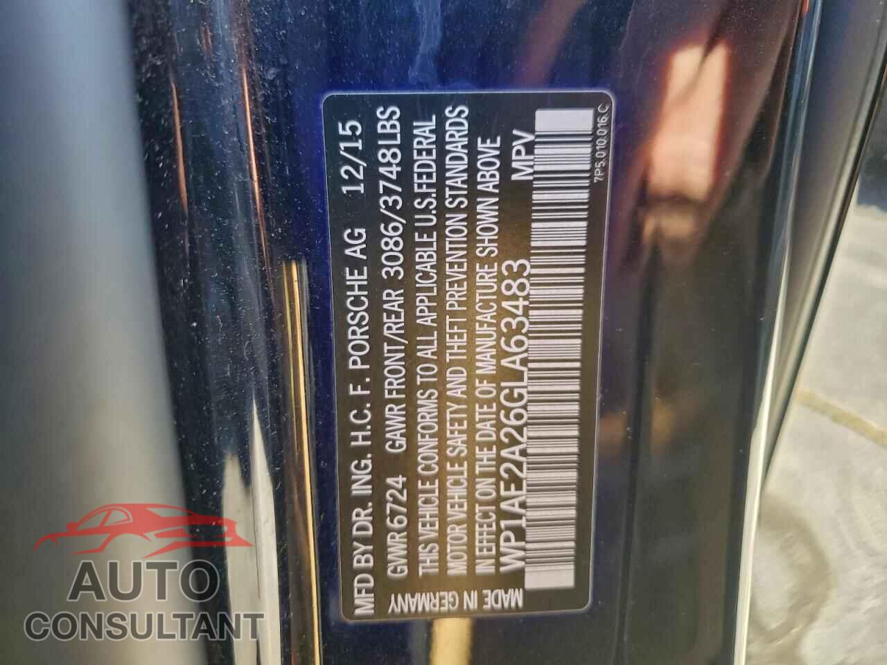 PORSCHE CAYENNE 2016 - WP1AE2A26GLA63483