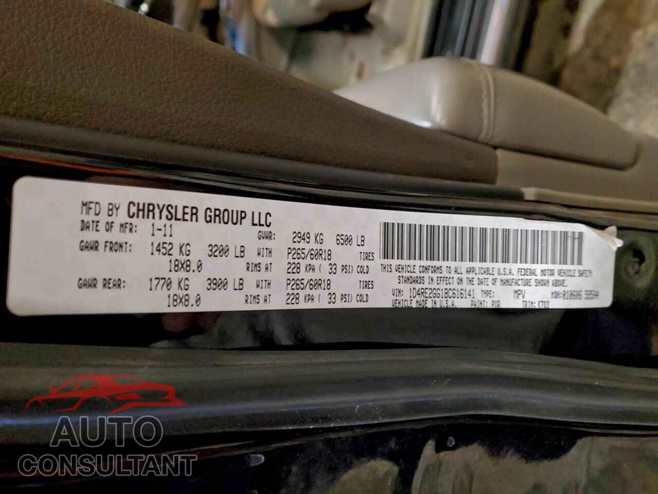 DODGE DURANGO 2011 - 1D4RE2GG1BC616141
