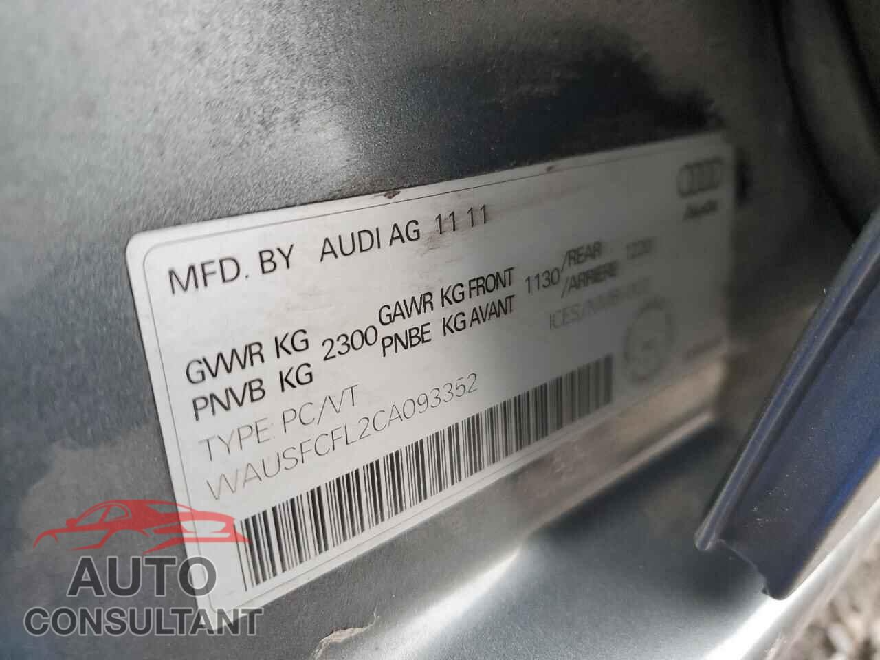 AUDI A4 2012 - WAUSFCFL2CA093352