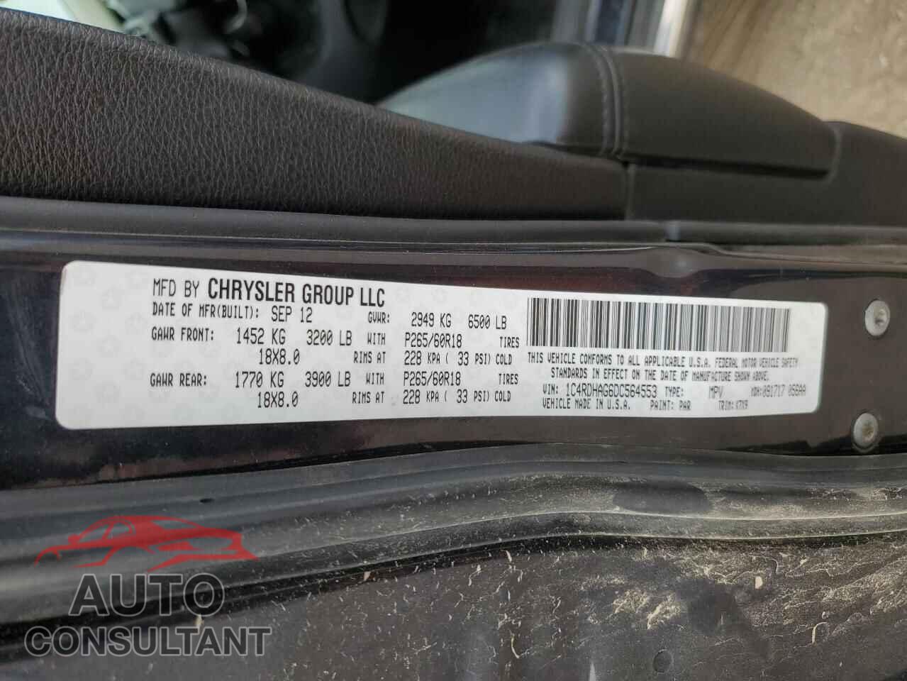 DODGE DURANGO 2013 - 1C4RDHAG6DC564553