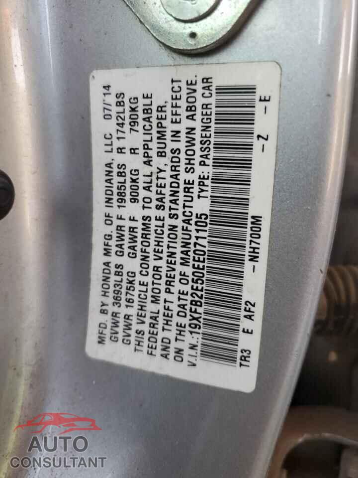 HONDA CIVIC 2014 - 19XFB2E50EE071105