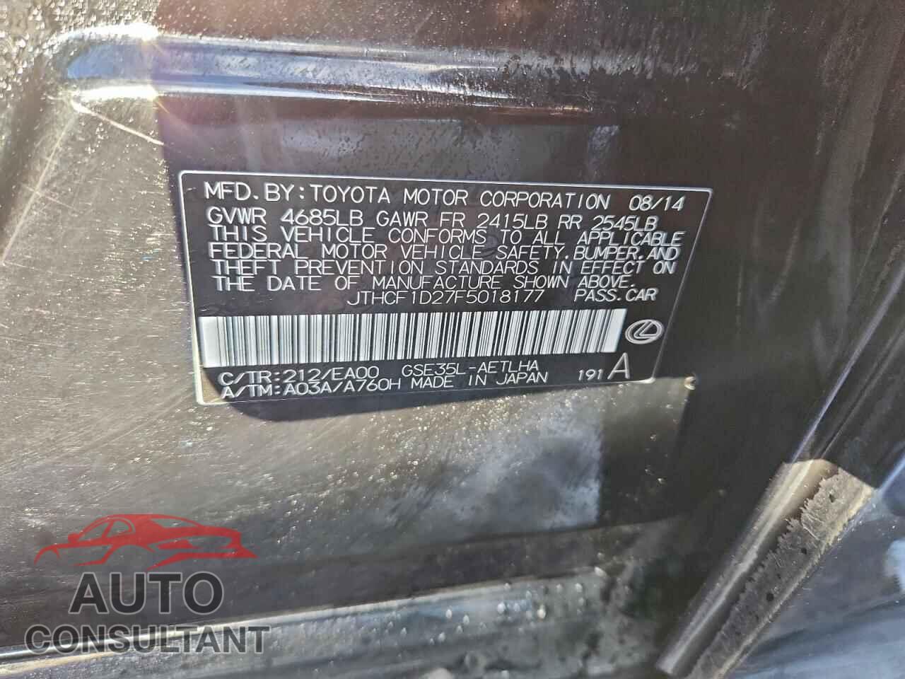 LEXUS IS 2015 - JTHCF1D27F5018177
