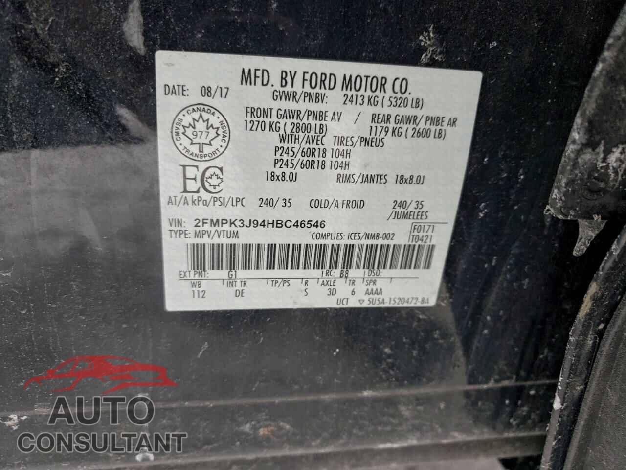 FORD EDGE 2017 - 2FMPK3J94HBC46546