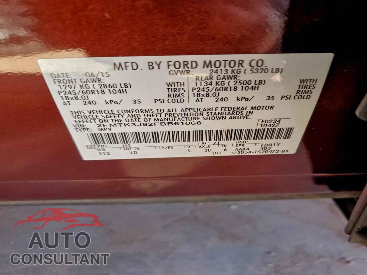 FORD EDGE 2015 - 2FMTK3J92FBB61068