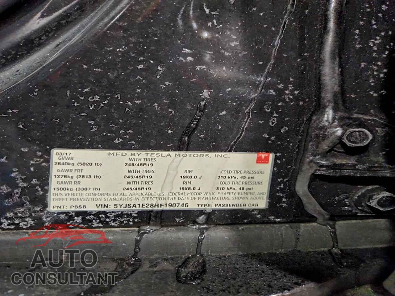 TESLA MODEL S 2017 - 5YJSA1E28HF190746