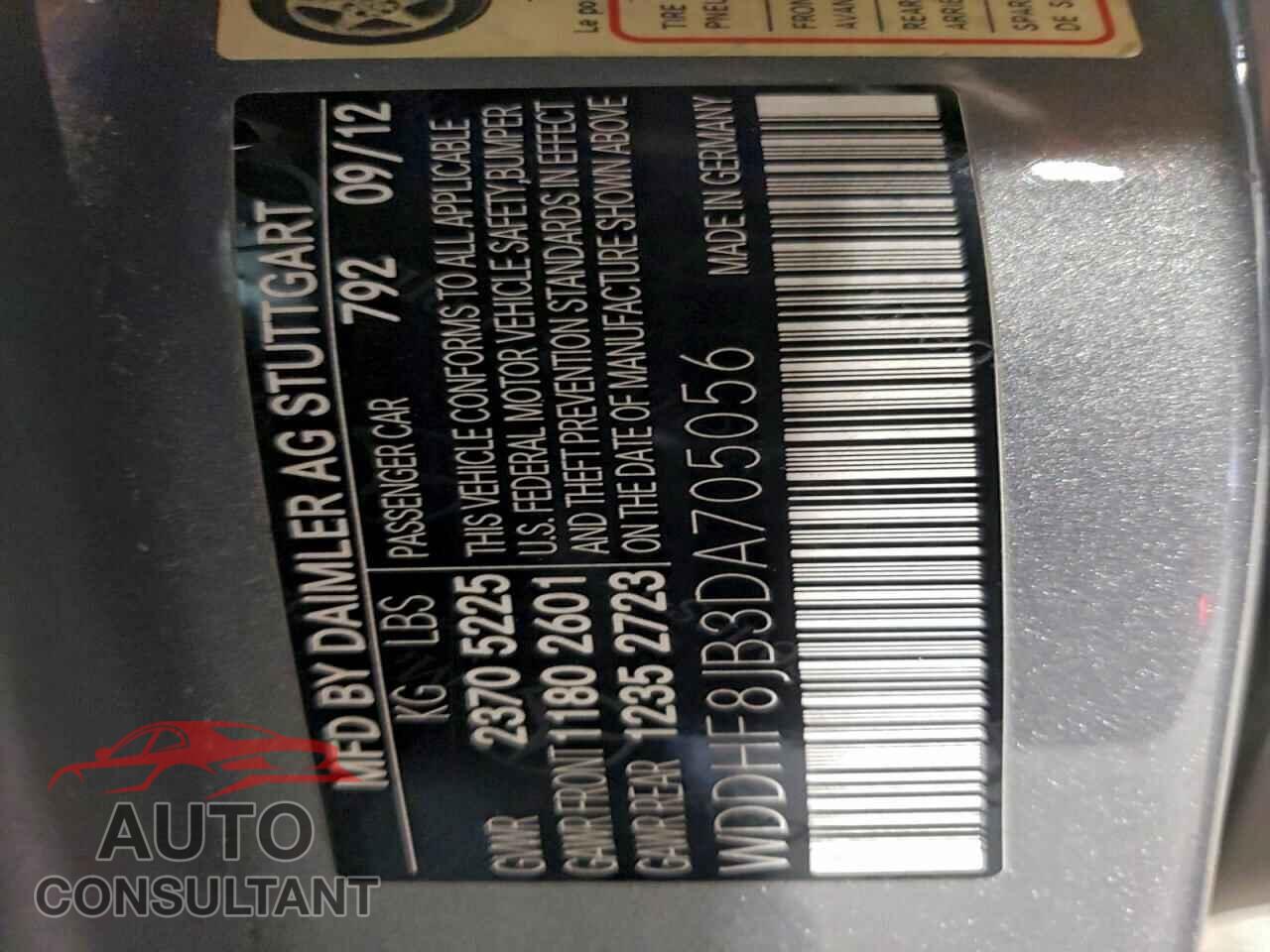 MERCEDES-BENZ E-CLASS 2013 - WDDHF8JB3DA705056