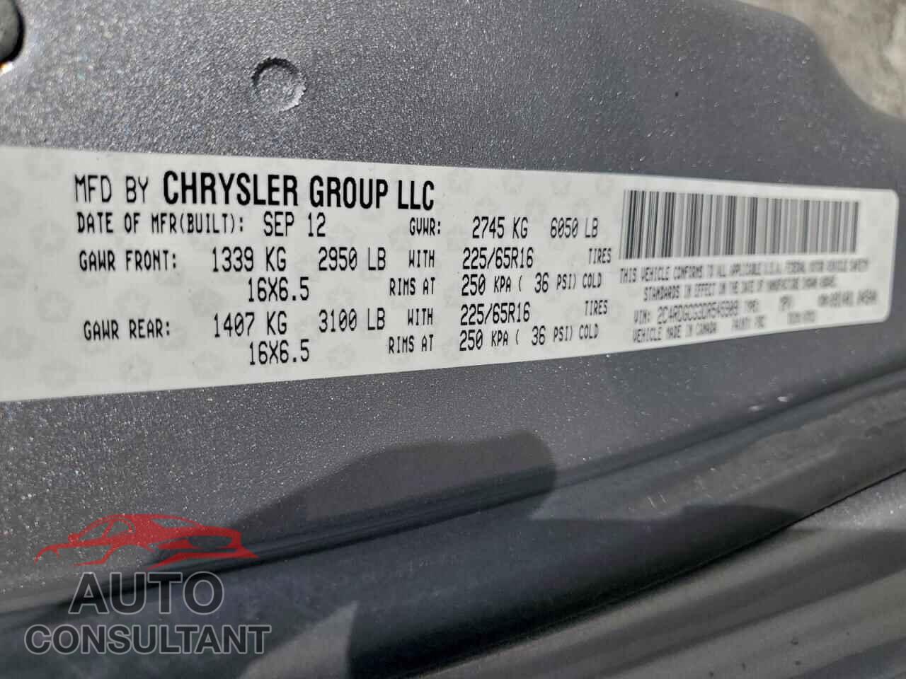DODGE CARAVAN 2013 - 2C4RDGCG3DR545909