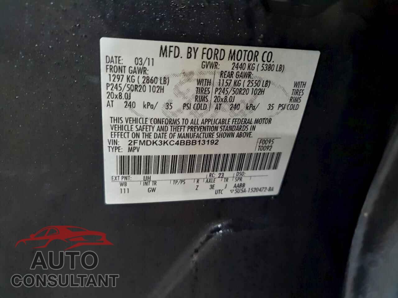 FORD EDGE 2011 - 2FMDK3KC4BBB13192