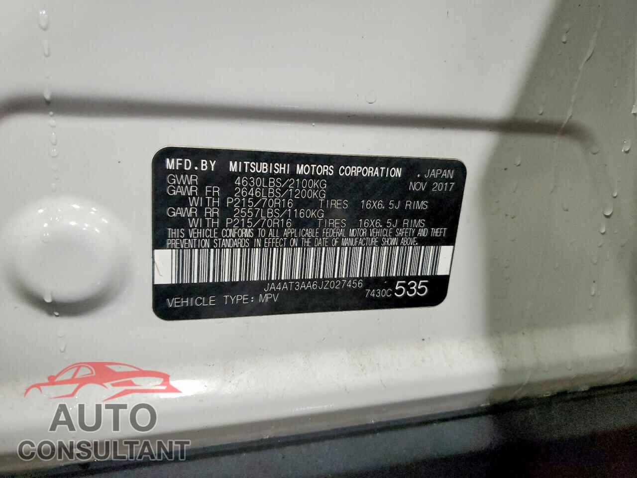 MITSUBISHI ECLIPSE 2018 - JA4AT3AA6JZ027456