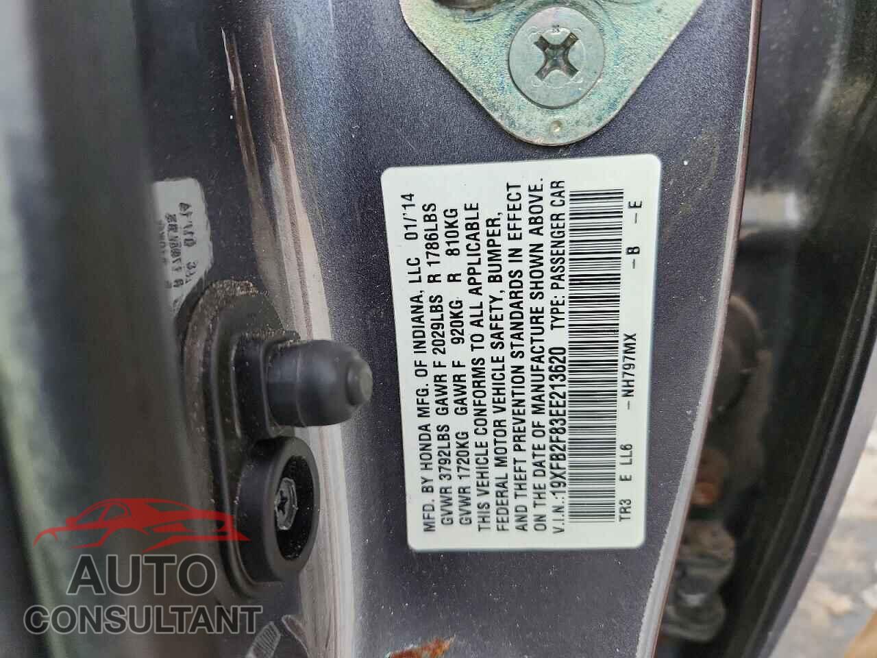 HONDA CIVIC 2014 - 19XFB2F83EE213620