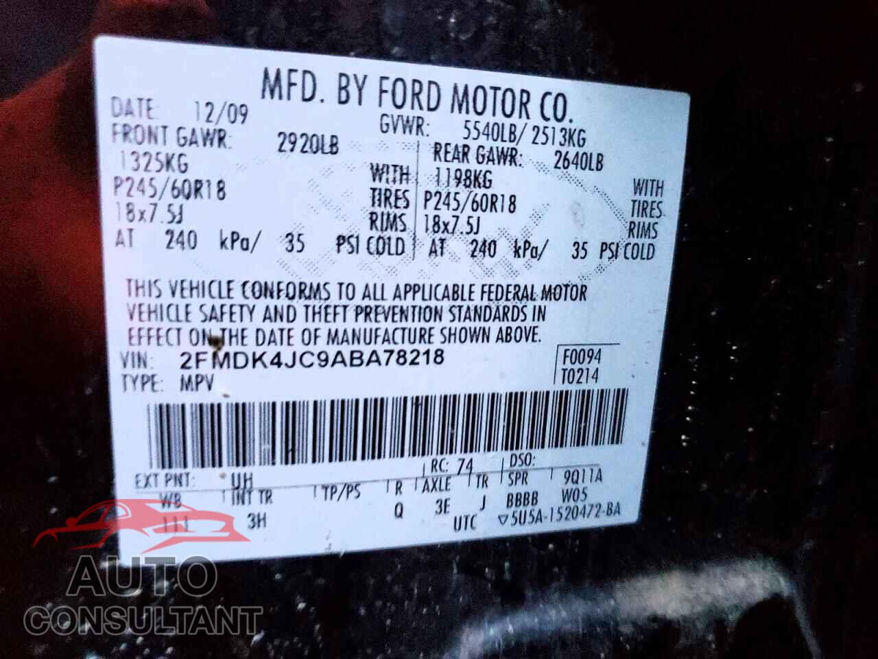 FORD EDGE 2010 - 2FMDK4JC9ABA78218