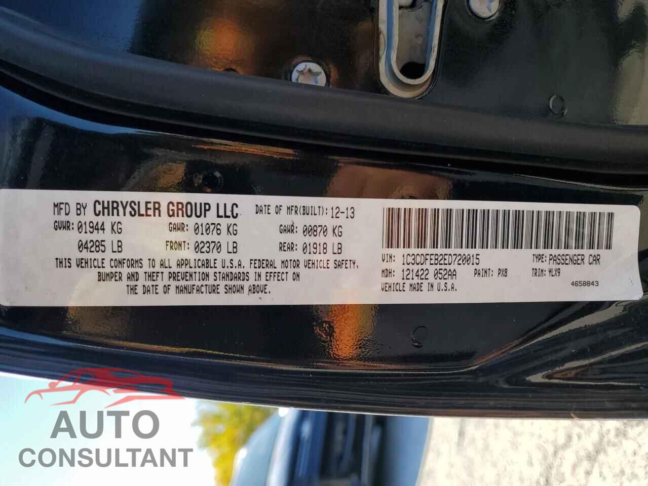 DODGE DART 2014 - 1C3CDFEB2ED720015