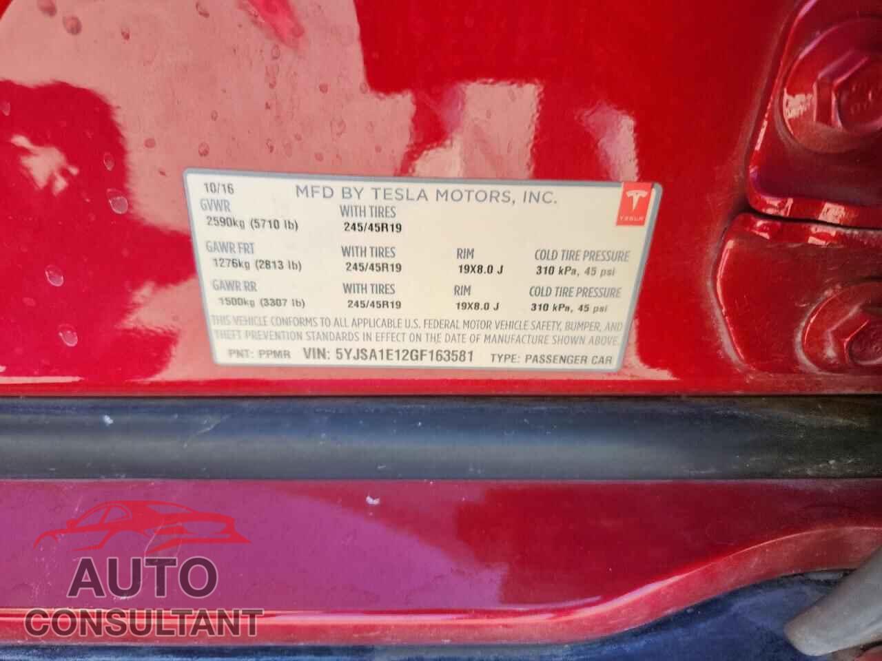 TESLA MODEL S 2016 - 5YJSA1E12GF163581