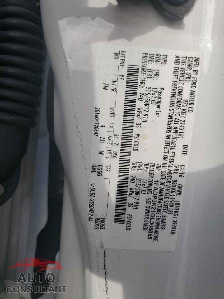 FORD FOCUS 2016 - 1FADP3K21GL308855