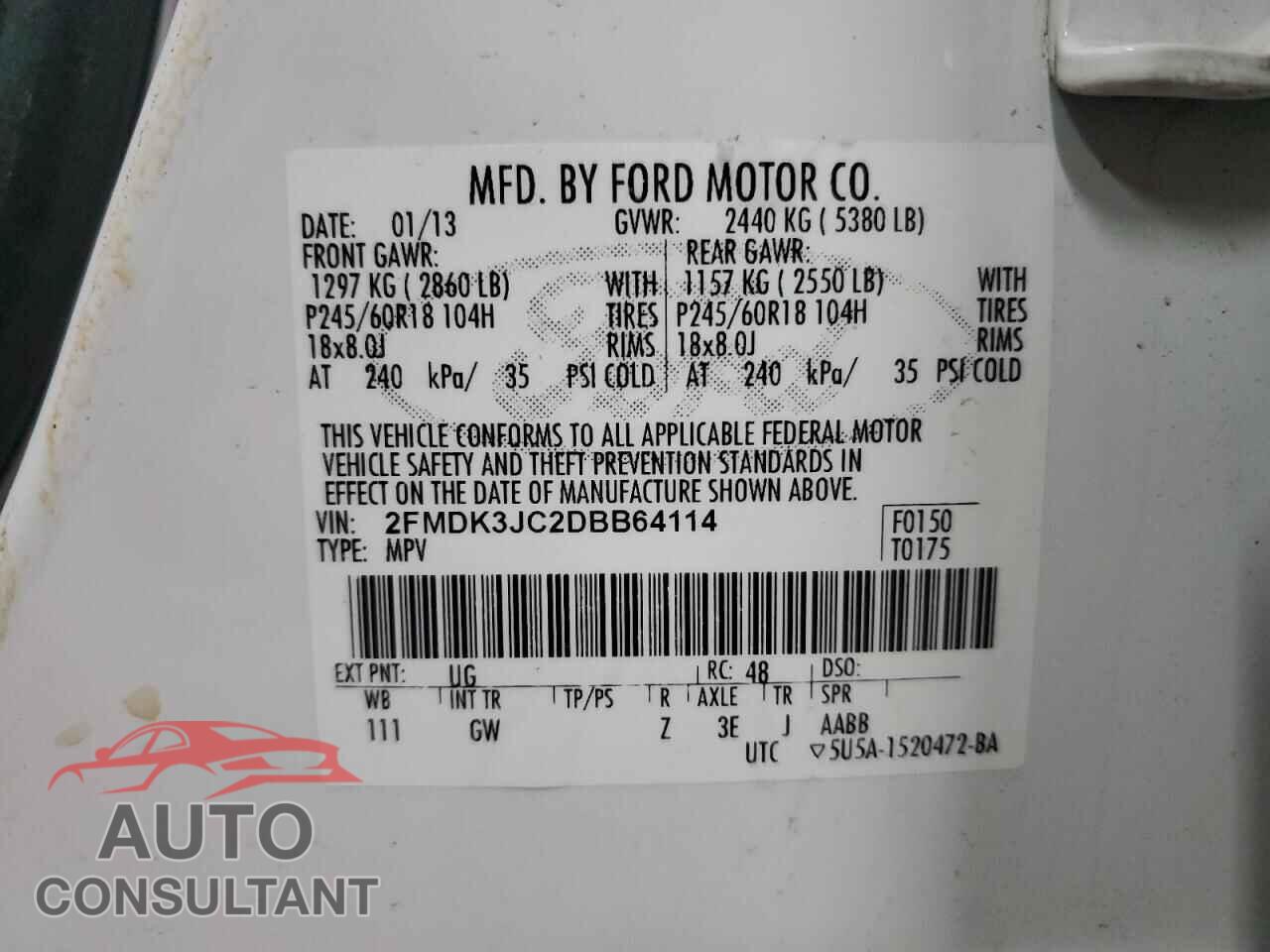 FORD EDGE 2013 - 2FMDK3JC2DBB64114