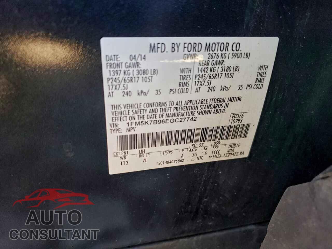 FORD EXPLORER 2014 - 1FM5K7B96EGC27742