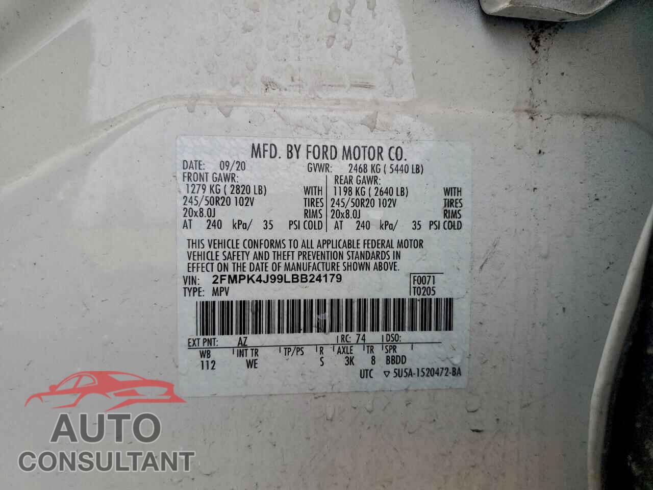 FORD EDGE 2020 - 2FMPK4J99LBB24179