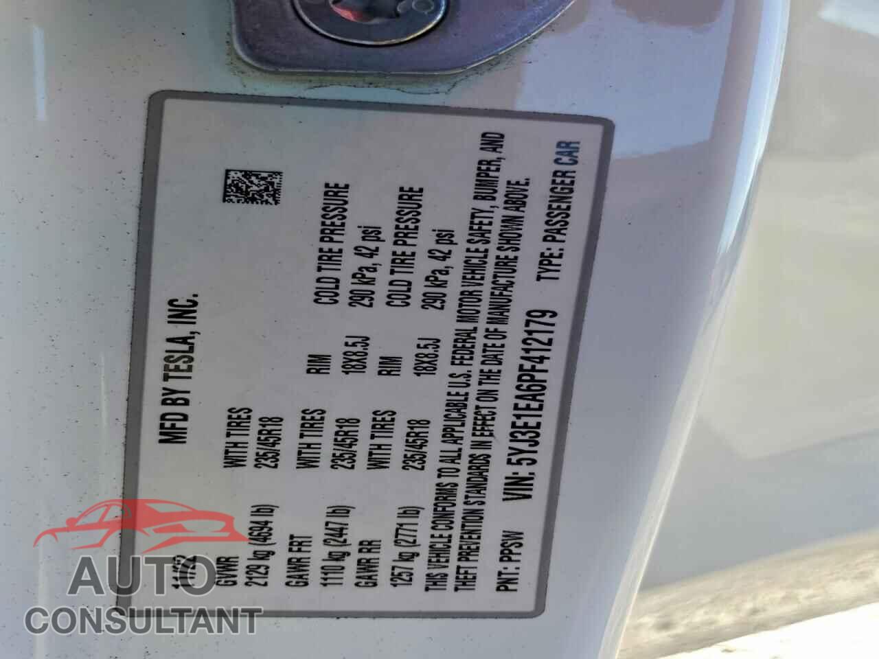 TESLA MODEL 3 2023 - 5YJ3E1EA6PF412179