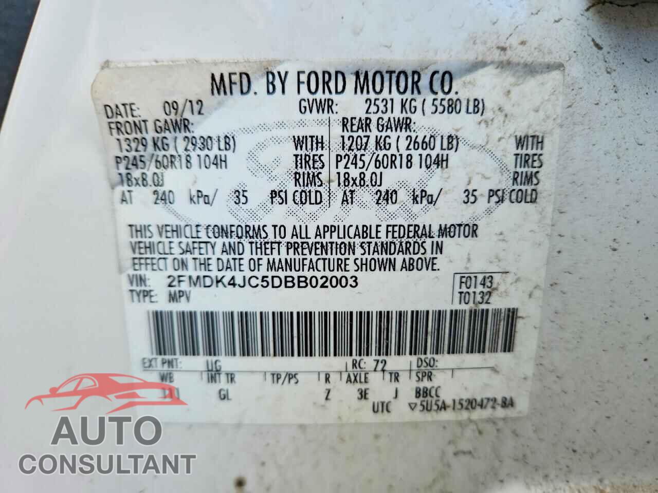 FORD EDGE 2013 - 2FMDK4JC5DBB02003