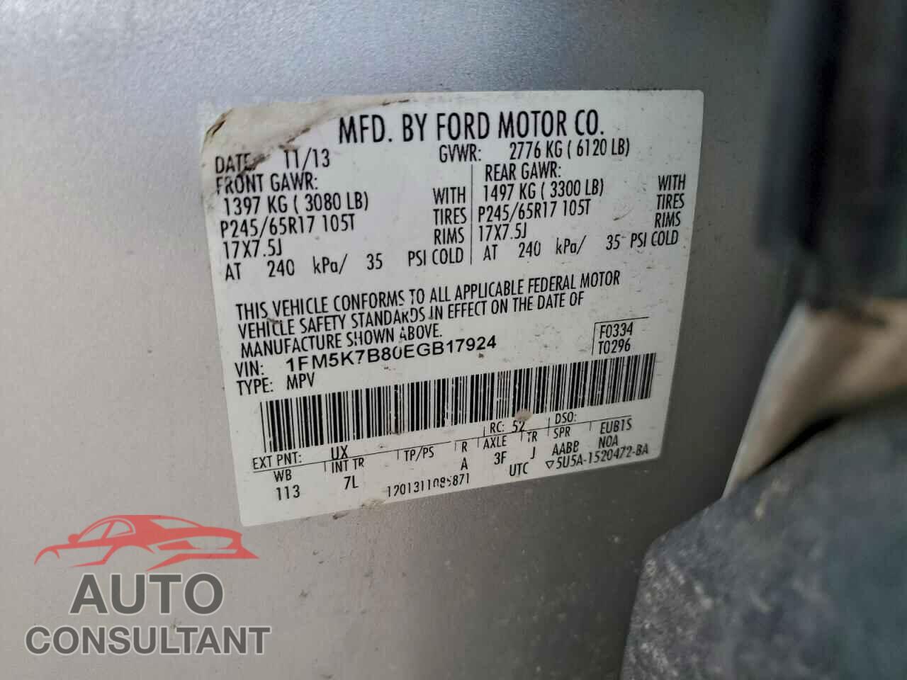 FORD EXPLORER 2014 - 1FM5K7B80EGB17924