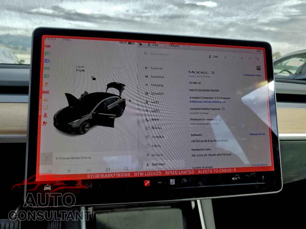 TESLA MODEL 3 2019 - 5YJ3E1EA8KF193105