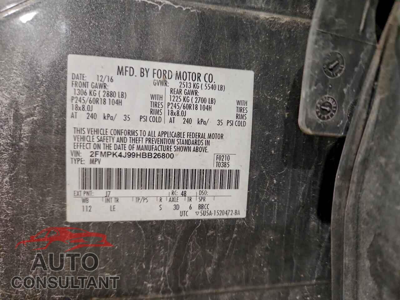 FORD EDGE 2017 - 2FMPK4J99HBB26800