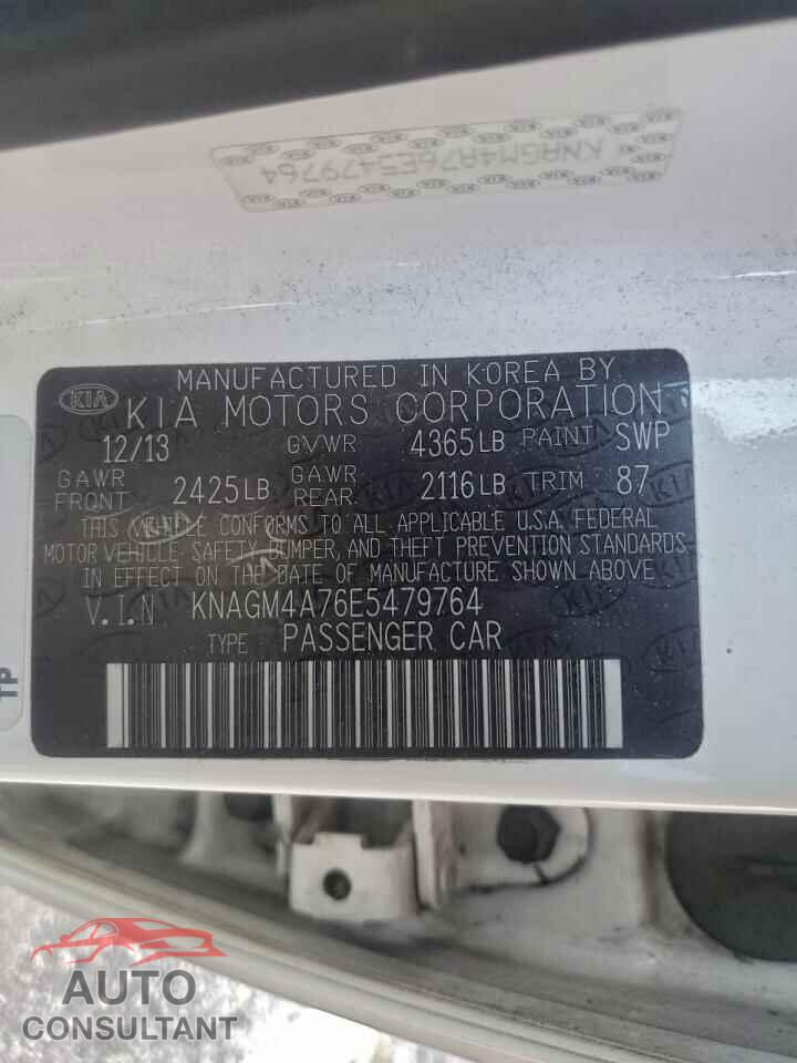 KIA OPTIMA 2014 - KNAGM4A76E5479764