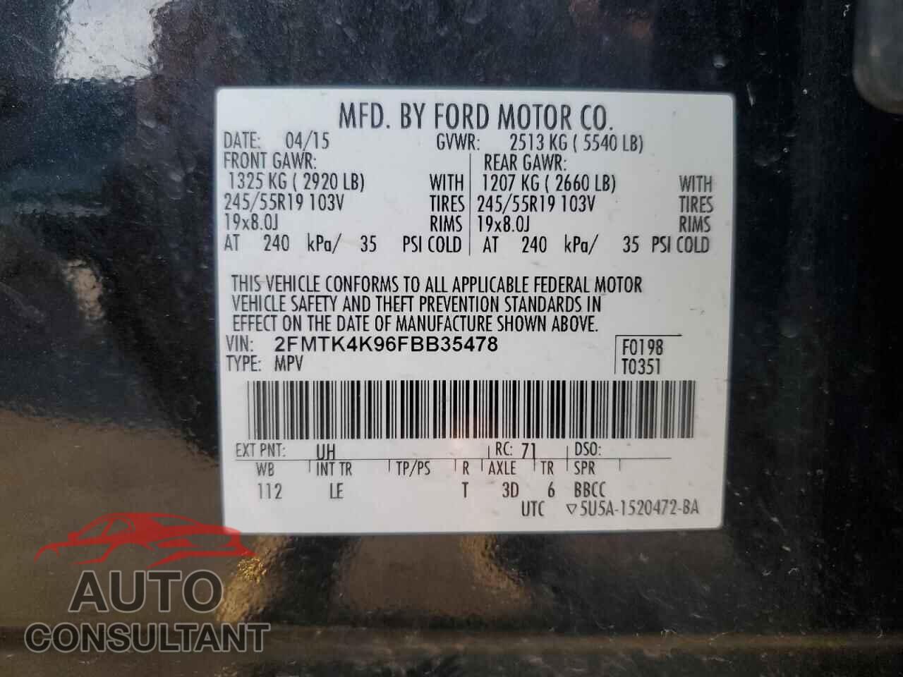 FORD EDGE 2015 - 2FMTK4K96FBB35478