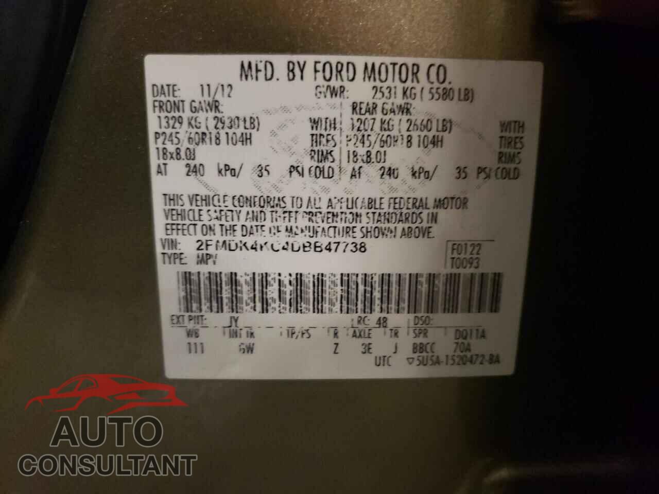 FORD EDGE 2013 - 2FMDK4KC4DBB47738