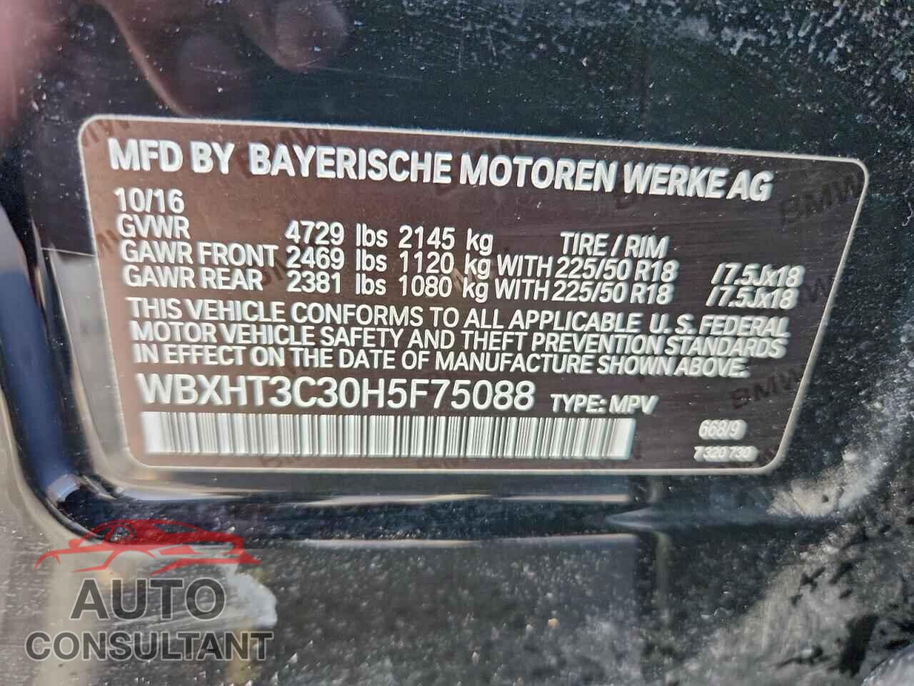 BMW X1 2017 - WBXHT3C30H5F75088