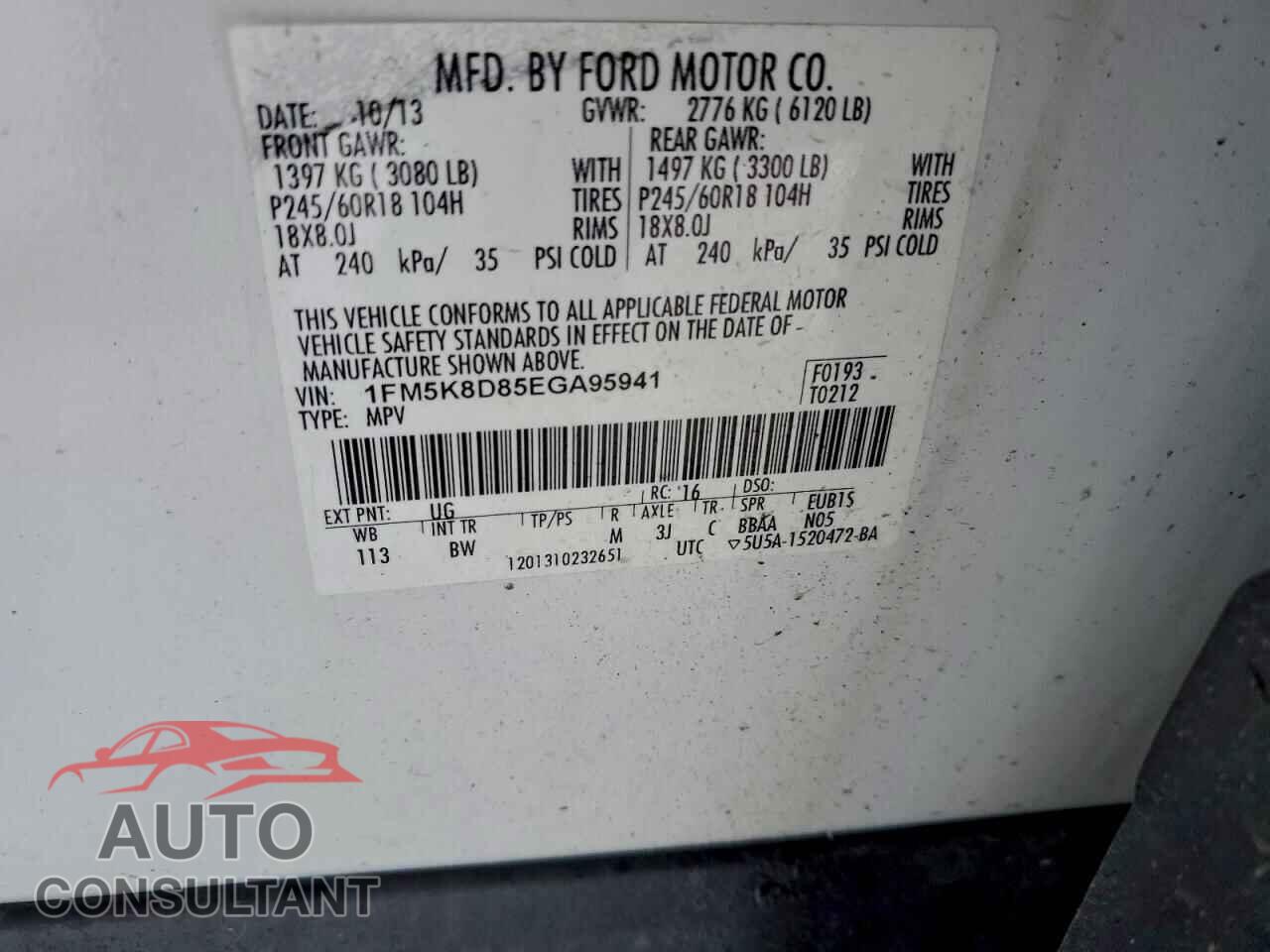 FORD EXPLORER 2014 - 1FM5K8D85EGA95941