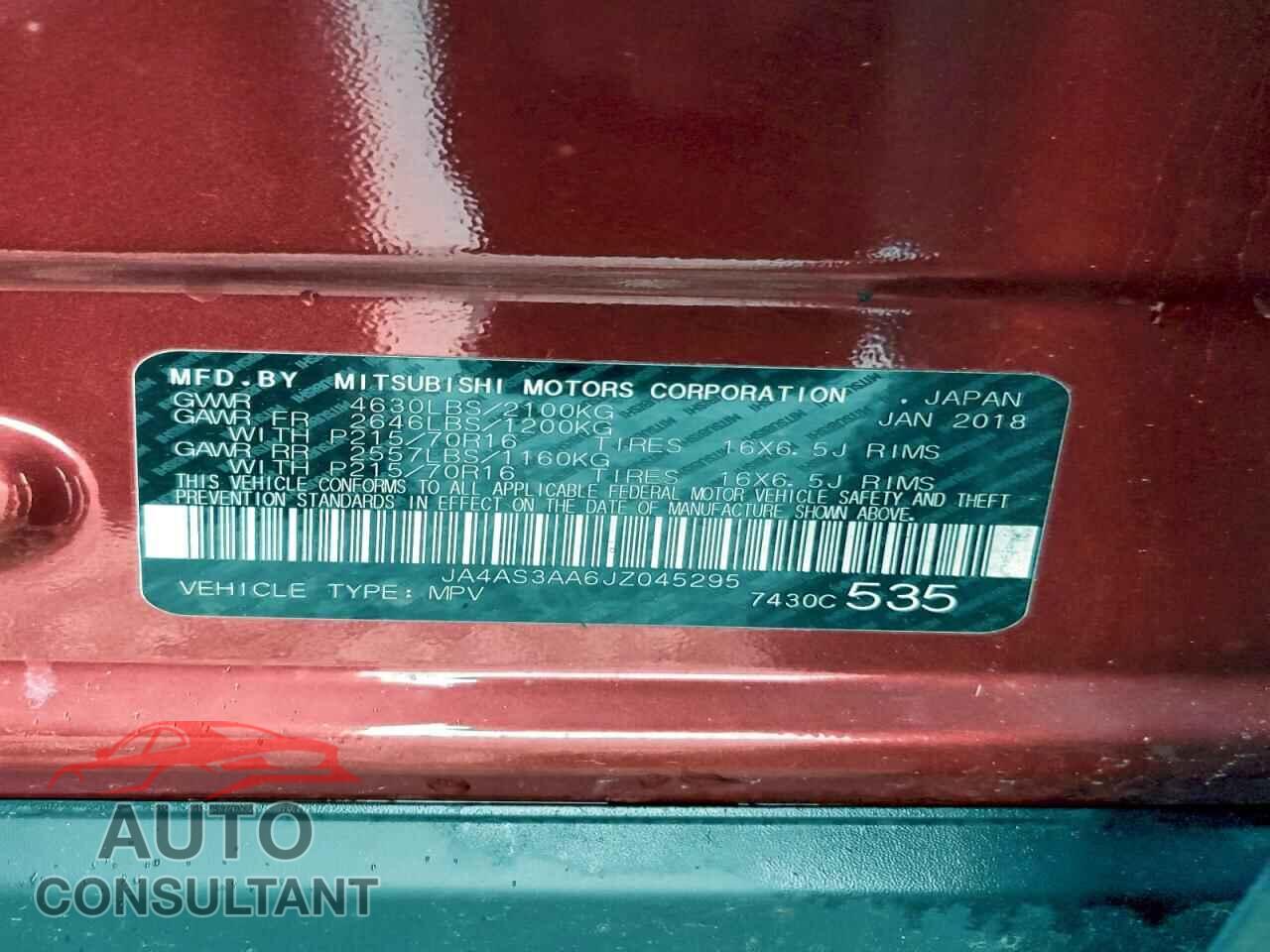 MITSUBISHI ECLIPSE 2018 - JA4AS3AA6JZ045295