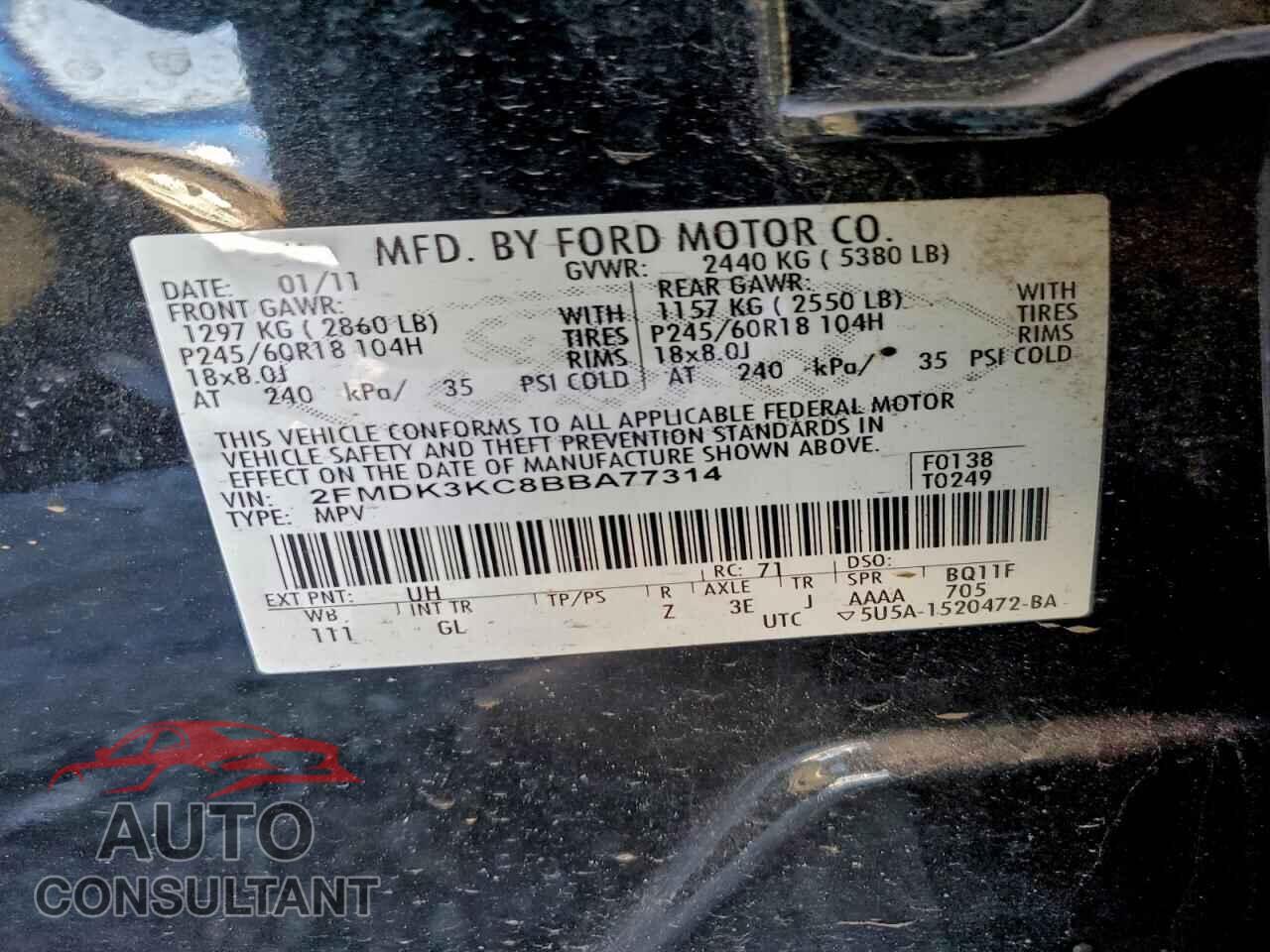 FORD EDGE 2011 - 2FMDK3KC8BBA77314